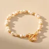 Strand Ccgood 2023 Bracciale di perle d'acqua dolce naturale oro placcato per donne alla moda estiva di gioielli
