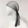 Berets Fishnet Hat Elegant Rhinestone Headband Snood Scarf Cap With Mesh Hollow Out For Prom Masquerade Cosplay Faux Crystal