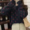 Kvinnors tröjor Cherry Brocade tröjor Kvinnors vår och hösten 2023 Koreansk stil Löst yttre slitage stickat kofta päls