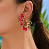 Hoop Earrings Boho Exaggerate Earring With Flowers Fashion Fabric Red Roses Big Circle 2023 Women Floral Hoops Jewelry Wholesale