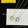 귀걸이 목걸이 디자이너 New Water Diamond Circle Small Gold Ball Collar Chain F Letter Light Luxury Net Red Pendant Jewelry Trend Aauk