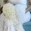 Kwiaty ślubne luksusowa panna młoda Bukiet Małżeństwo biały kwiat nowożeńca Perła ręcznie robiona wodospad 262M