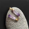 Pendant Necklaces FUWO Wholesale Natural Rare Cruz Amethysts Golden Plated Crystal Semi Preciou Stone Jewelry Accessories PD380 5Pcs/Lot