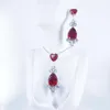 Necklace Earrings Set 2023 Fashion Retro BLUE Red Green CZ Zircon Party Ball Jewelry Wedding Dressing Banquet Formal