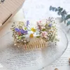 Flores decorativas Flores de pente de pente de casamento de hidromassagem feitos à mão com o capacete de noiva de Baby Breath Pastel