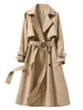 Trench Coats pour femmes 2023 Vestes de mode coréennes avec une ceinture Femmes Elegant Double Breasted Kaki Windbreaker Casual Long Overcoat Strewear 230812
