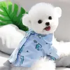Camisa de cachorro de dinossauros azuis Teddy Bichon Cardigan Puppy Pullover Roupas de verão roupas de cachorro moda xs-xl hkd230812