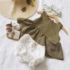 Clothing Sets 2PCS Baby Kids Girls Summer Outfits Toddler Solid Sleeveless Top Dress And White Shorts Clothes Set