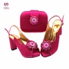 Chaussures habillées Couleur magenta Arrivations spéciales Chaussures et sacs de sacs africains Talons confortables avec cristal brillant pour le mariage 230811