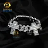 Designer smycken hiphop isad ut VVS Moissanite kubansk länkkedja halsband 925 sterling silver armband