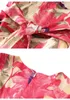 2023 Zomer roze bloemenprint taille randen jurk met korte mouwen ronde nek knie-lengte casual jurken w3q014102