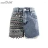 Jeans feminino Cotton House Ladies Fingled Shorts Summer Summer High Classic Classic Retro azul calças de perna larga 2023 Qualidade