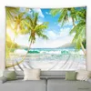 Tapestries Beach Outside The Window Printed Tapestry Sea Ocean Landscape Hippie Wall Hanging Tapestries Art Decor Blanket R230812