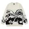 Camisola de suéter de masculino Men Sweater Skull Oversize Mangas compridas tops góticos y2k streetwear pullovers de inverno tricotar o saltador vintage moda harajuku roupas 230811