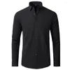 Men's Casual Shirts Plus Size 7XL 6XL High Elasticity Seamless Spandex Shirt Men Long Sleeve Slim Fit Solid Color Social Formal Dress