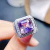 Cluster Rings Vimtage 925 Silver Men Gemstone Ring For Party 4ct 9mm VVS Grade Natural Amethyst 18K Gold Plating Crystal Jewelry Man