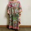 Ubranie etniczne długość 130 cm Bust 130 cm elegancka drukowana jedwabna dama dama dama luźna w stylu afrykańskie muzułmańskie kobiety Long2808