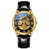 Armbandsur Autentisk fullautomatisk rörelse Watch in the Counter Men's Double-Sided Hollow Out Trend High-End Business Luminous