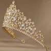 Clips de cheveux Bridal Princess Crystal Tiaras Couronnes Headwear Femmes Mariage Anniversaire Party Accessiories Vintage Rancai de couronne de joeufs Crown Gift