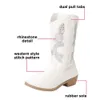 Stivali unishuni kids cowgirl for girls western rotond toe stivale con tallone camminando bianco primavera autunno bambini 230811