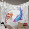 Tapestries Chinese Lucky Symbol Colorful Carp Wall Tapestry Bedroom Wall Hanging Living Room Decor Wall Cloth Tapestry Picnic Mat R230812