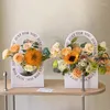 Enveloppe cadeau 4pcs Boîte à fleurs portable Sac à main imperméable sac Kraft Handbag Wedding Rose Party Tote Sacs