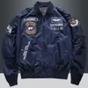 Herrjackor USA Mans Bomber Jacket Baseball Uniform Air Force One Army Aviation Jumper Workwear Baseball Jersey broderi Coat Men 230811
