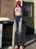 女子ジーンズカレベストY2Kハイストリートブートカットジャンブルーレイブ衣装ウエストビンテージ女性パンツポケットパンタロン2023