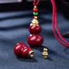 Pendant Necklaces Natural Cinnabar Gourd Can Be Opened Hollow Bottle Loaded Powder High Content