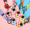 Keychains Lanyards Pvc Soft Rubber Cartoon Panda Keychains Astronaut Doll Key Chain Small Accessories Cute Violence Bear Bag Pendant Gift