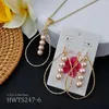 Boucles d'oreilles de collier Set Hawaiian Tribal Waterdrop Pendant Hoop Shell Pearl Jewelry for Women Gift Party