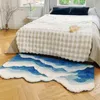 Halı 24x48 "Deniz mavisi shggy Tufted Wave Yumuşak Kabarık Zemin Halıları Slip Emici Oda Başucu Mat Dekor 230812