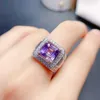 Cluster Rings Vimtage 925 Silver Men Gemstone Ring For Party 4ct 9mm VVS Grade Natural Amethyst 18K Gold Plating Crystal Jewelry Man