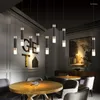 Lâmpadas pendentes Luzes modernas Moda Crystal Long Cylindrical Chandelier Lighting Nordic Lighture para loja de jantar da ilha de cozinha BA BA