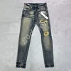 Designer Mens Jeans Purple Jeans Denim Pant Distressed Ripped Biker Jean Slim Fit Motorcycle men clothing Size 30-40286H