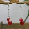 Dangle Earrings Sweet Classic Red Chalcedony Crystal Beads Natural Stone Cherry Earbob Eardrop For Women Girls Ladies Jewelry