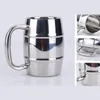 Mugs roestvrij stalen bier mok dubbele muur anti -brandende grote grip koffie mok creatief metalen watersap wijn beker voor thuisrestaurant 230811