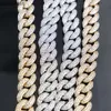 Miami Costa Oeste Sier 15mm Hip Hop Cuban Link Moissanite Diamond Iced Out Chain de colar