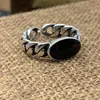 Cluster Rings 925 Sterling Silver Vintage Personalized Trendy Black Dropper Chain Open Ring Female Student Index Finger Japan Korea