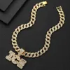 Hip Hop Ice Glass Diamond Chain Naszyjnik English List Pełny diamentowy wisiorek Spersonalizowany męski naszyjnik