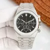 Mens Business Fashion Casual Watches end electroplating Designer watches42mm Quartz movementchronograph watch Stainless steel folding buckle sapphire mirror