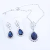 Necklace Earrings Set 2023 Fashion Purple BLUE Red Green CZ Zircon Party Ball Jewelry Wedding Dressing Banquet Formal