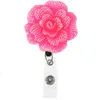 20 datorer/Lot Fashion Nyckelringar Mix Färg Kontorsförsörjning Bling Glänsande Harts Blomma ID -kort Badge Holder för sjuksköterskans tillbehör Badge Reel