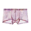 Underpants Sexy Underwear For Men Boxers Transparent See Through Shorts Lip Print Boxer And