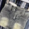 Röcke y2k Vintage Frauen Korean Button Gürtel kurzer Denim Miniröcke Ästhetische Feen-Grunge High-Taille-Jeans A-Line-Rock Alt Kleidung 230811