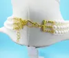 Choker Exquis 3 rangées 7 mm Collier de perles blancs naturels 18-22 "