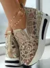 Zapatos de vestir zapatillas de deporte para mujeres zapatillas de malla de bordado floral para mujeres resbalados en zapatos casuales de tacón cómodo