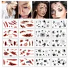 Tatuaggi temporanei da 10 fogli di foglio di Halloween per il trucco per il viso per le vacanze e una maschera per cicatrice del ragno terroristico finto adesivo per tatuaggi impermeabili 230812