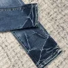 Jeans masculinos de alta qualidade de moda de moda rasgada impressão slim mass street