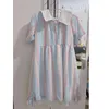 Abiti casual Womens a linea camicie da abito boho business business colorato a strisce a righe a strisce blu scuro giunti patchwork Summer Beach